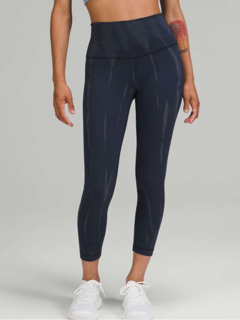 Lululemon Wunder Train Sun Bleached Wash True Navy High-Rise Crop 23”